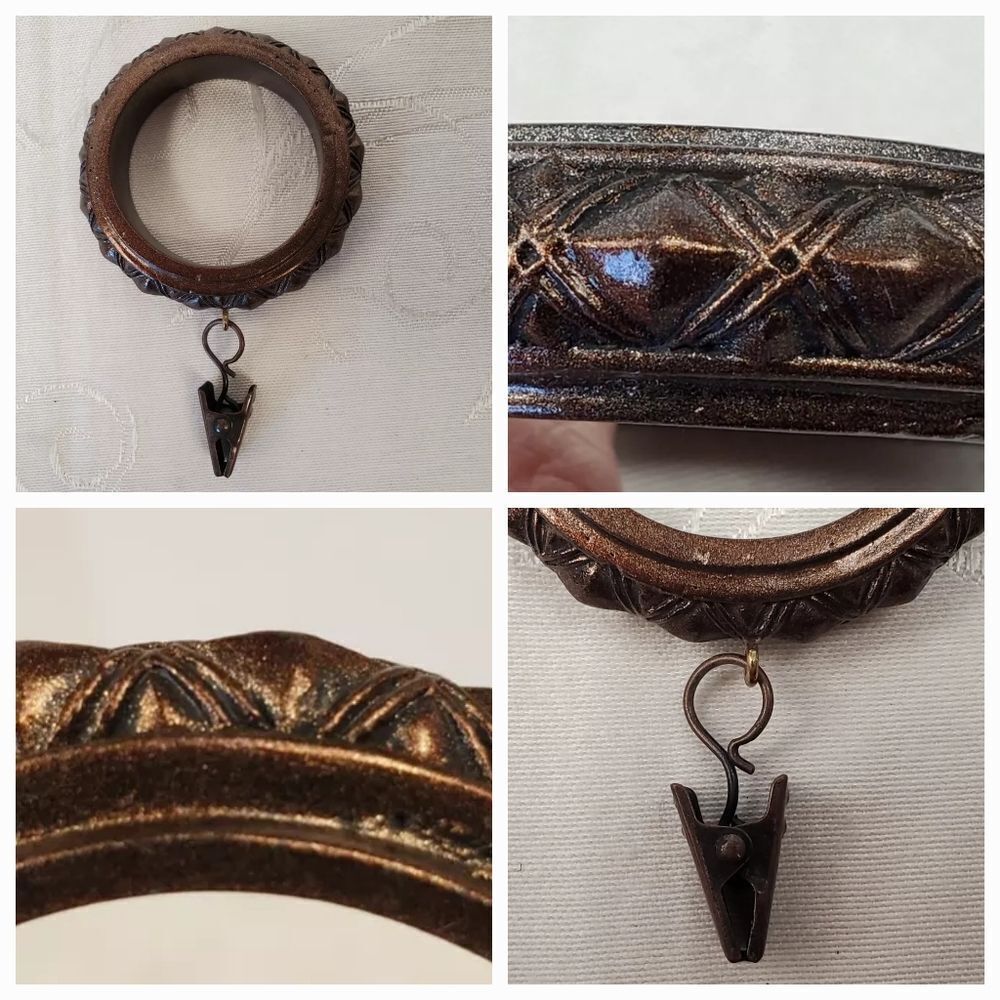🔸️NWT India Ink Hensley Tuscan Bronze Decorative Drapery Clip Rings Set of 14